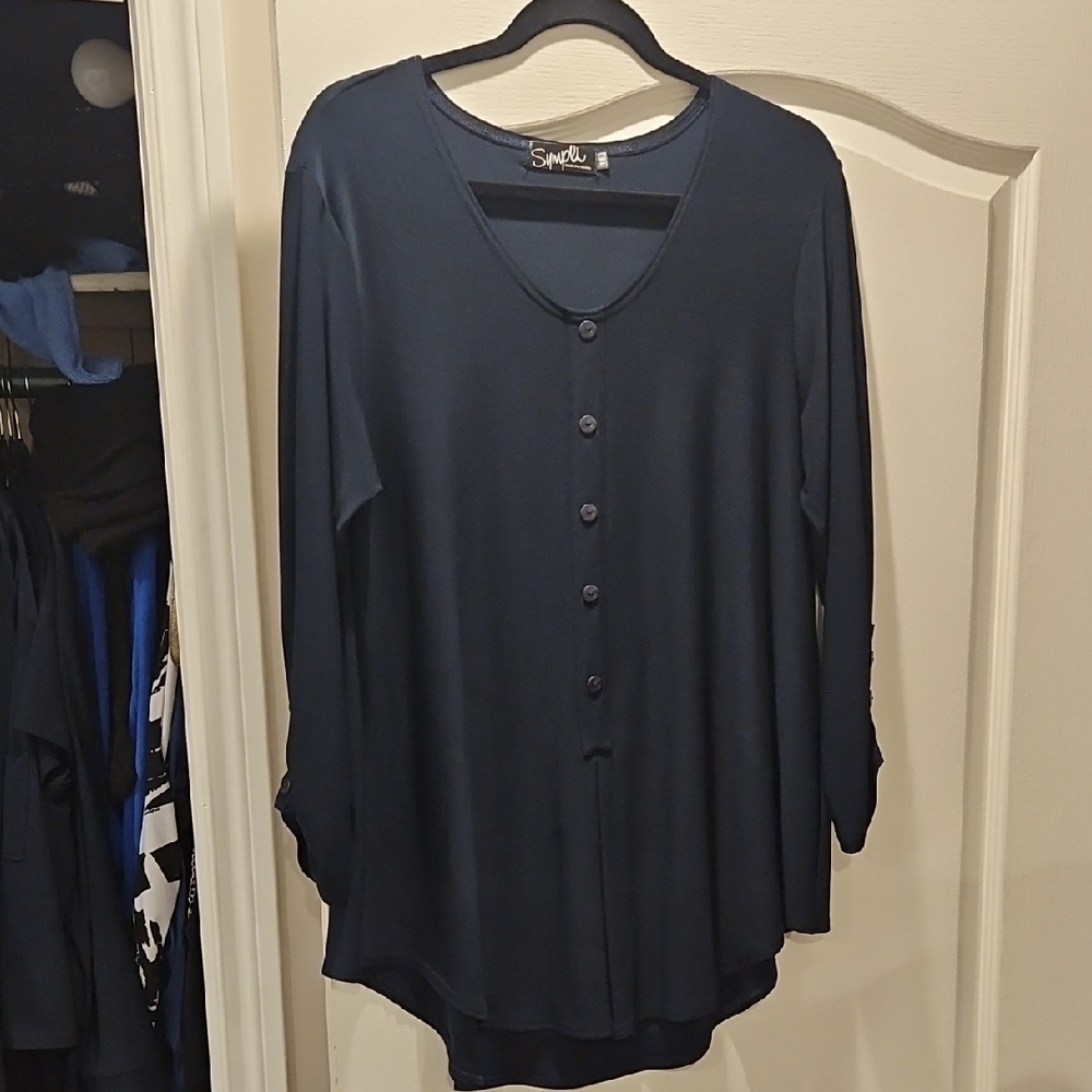 Simpli Styled Women's Navy Blue Long Tunic Top